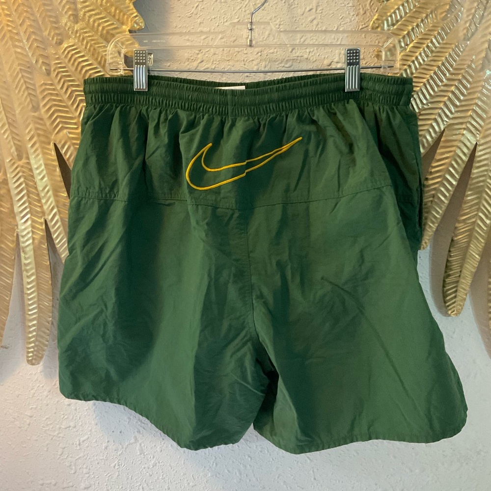 Vintage XL Nike Big Logo Swim Trunks Green